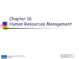 Chapter 16 Human Resources Management