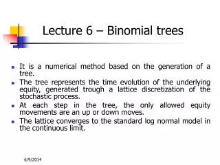 Lecture 6 – Binomial trees