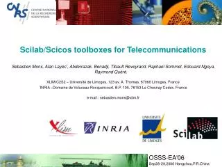 Scilab/Scicos toolboxes for Telecommunications