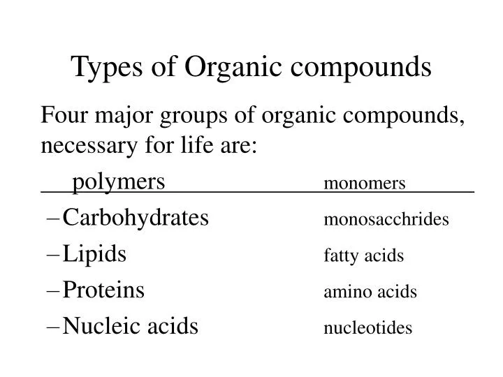 types of organic compounds