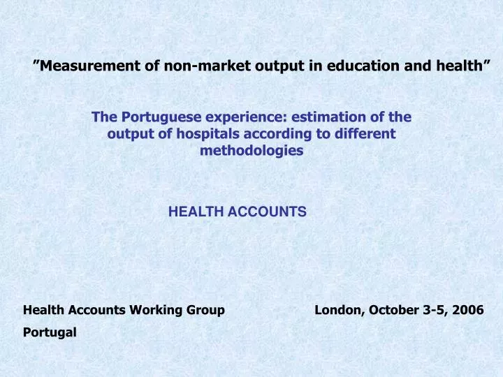 measurement of non market output in education and health