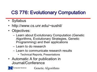 CS 776: Evolutionary Computation