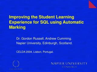 Improving the Student Learning Experience for SQL using Automatic Marking