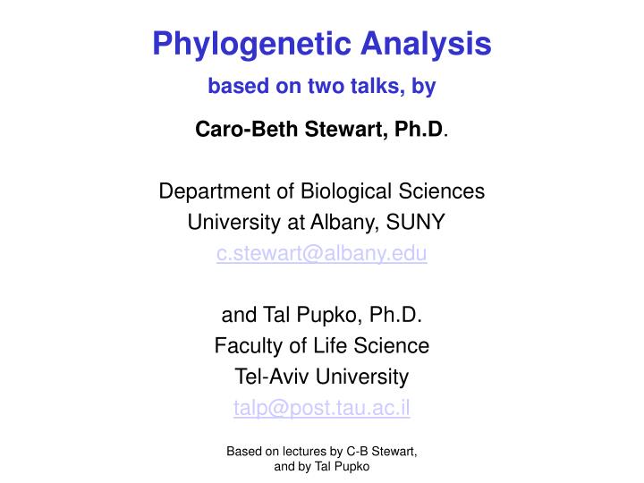 phylogenetic analysis based on two talks by