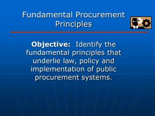 Fundamental Procurement Principles