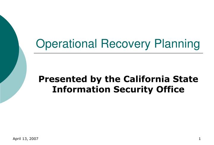 operational recovery planning