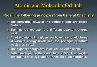 Atomic and Molecular Orbitals