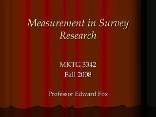 Measurement in Survey Research