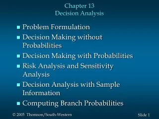 Chapter 13 Decision Analysis