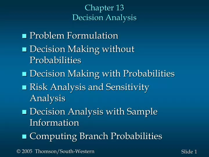 chapter 13 decision analysis