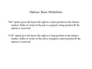 Options: Basic Definitions