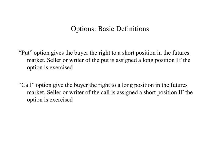 options basic definitions