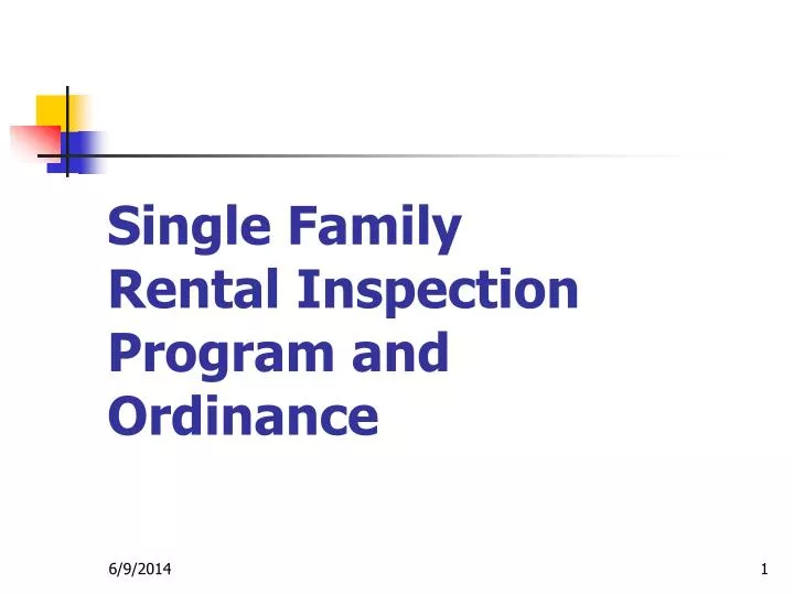 single family rental inspection program and ordinance