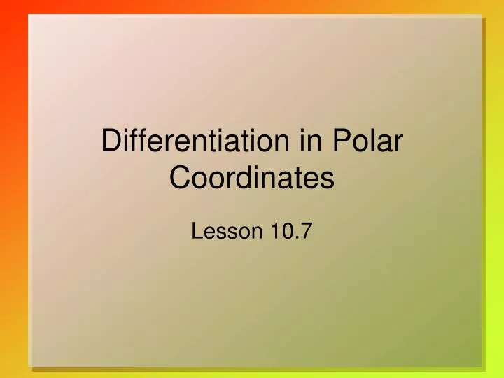 differentiation in polar coordinates