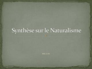 Synthèse sur le Naturalisme