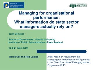 Managing for organisational performance: What information do state sector managers actually rely on?