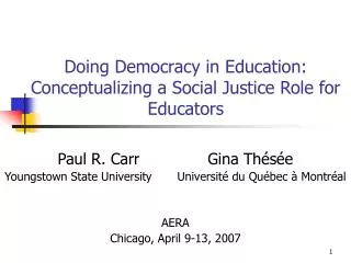 Doing Democracy in Education: Conceptualizing a Social Justice Role for Educators