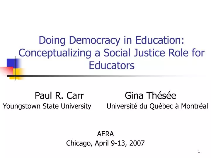 doing democracy in education conceptualizing a social justice role for educators