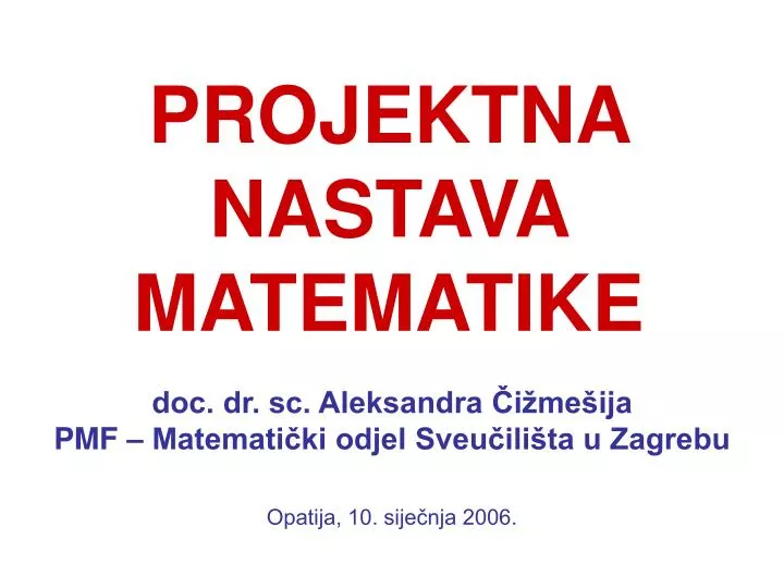 projektna nastava matematike