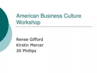 American Business Culture Workshop