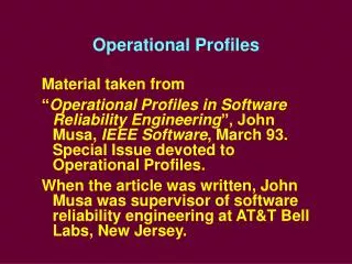 Operational Profiles