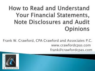 How to Read and Understand Your Financial Statements, Note Disclosures and Audit Opinions