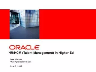 HR/HCM (Talent Management) in Higher Ed