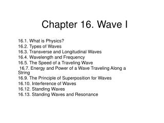 Chapter 16. Wave I