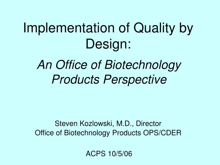 implementation of quality by design