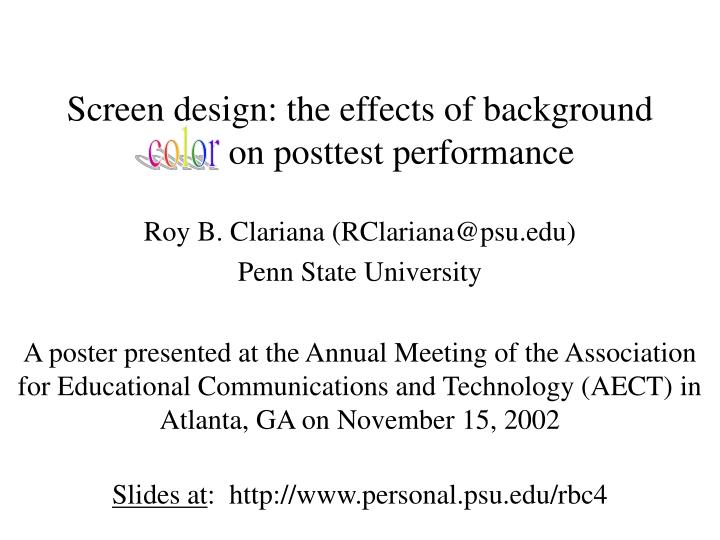 screen design the effects of background color on posttest performance