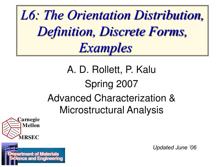 l6 the orientation distribution definition discrete forms examples
