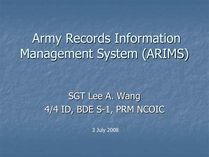 army records information management system arims