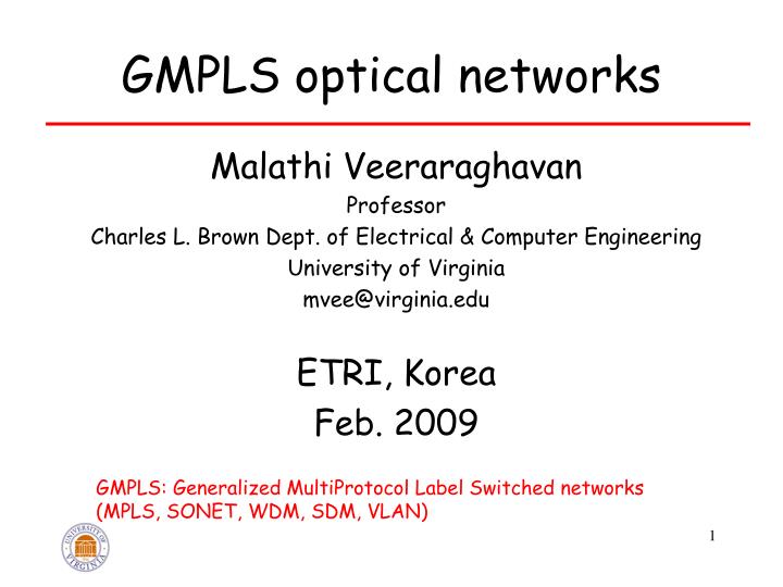 gmpls optical networks