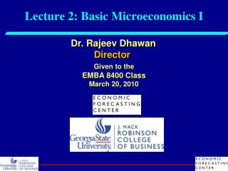 Lecture 2: Basic Microeconomics I