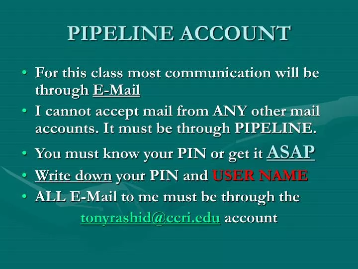 pipeline account