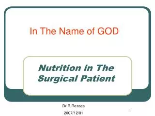 Nutrition in The Surgical Patient