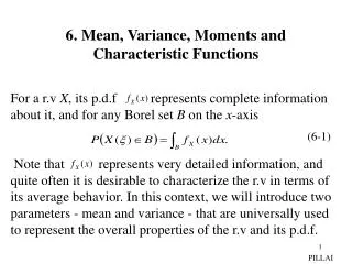6. Mean, Variance, Moments and Characteristic Functions