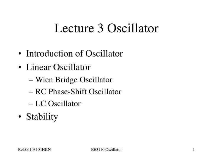lecture 3 oscillator