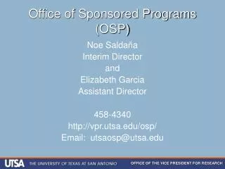 Office of Sponsored Programs (OSP)