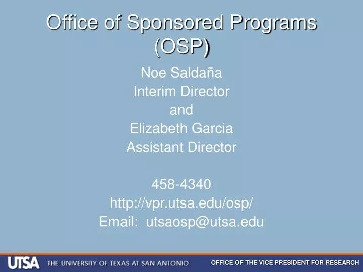 office of sponsored programs osp