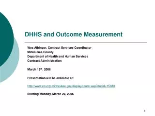 DHHS and Outcome Measurement