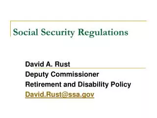 Social Security Regulations