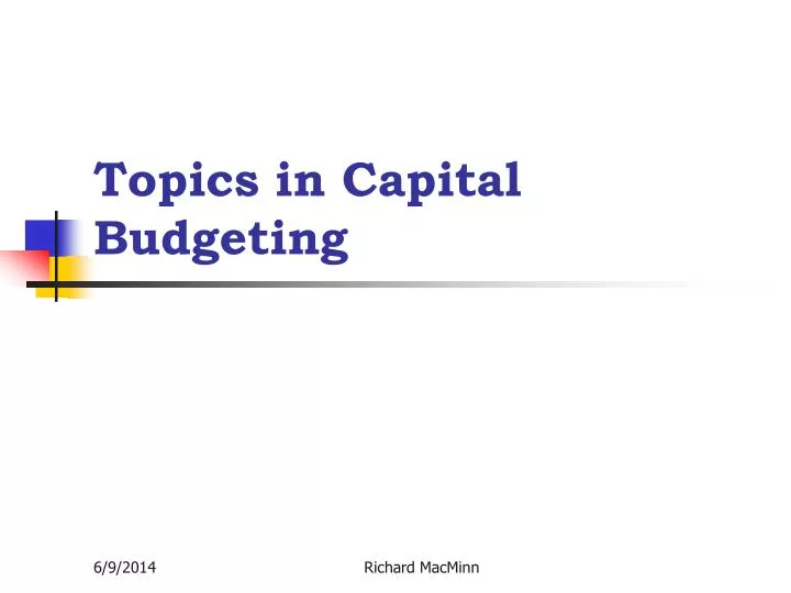 topics in capital budgeting