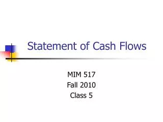 Statement of Cash Flows