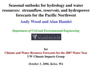 Seasonal outlooks for hydrology and water resources: streamflow, reservoir, and hydropower forecasts for the Pacific No