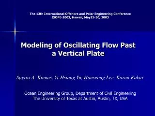 Modeling of Oscillating Flow Past a Vertical Plate