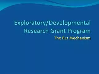 Exploratory/Developmental Research Grant Program