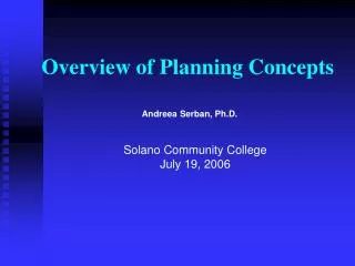 Overview of Planning Concepts