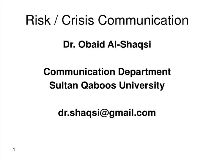 risk crisis communication