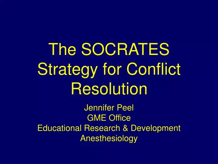 the socrates strategy for conflict resolution